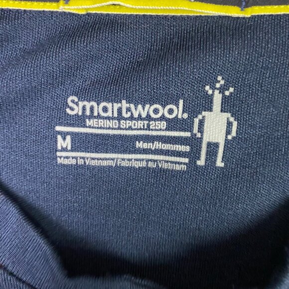 Smartwool Merino Sport 250 Henley Shirt Mens Medium Green Blue Hiking Base Layer - Picture 5 of 10